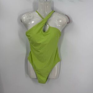 Cupshe cutout shirring Green One Piece Halter Swimsuit M